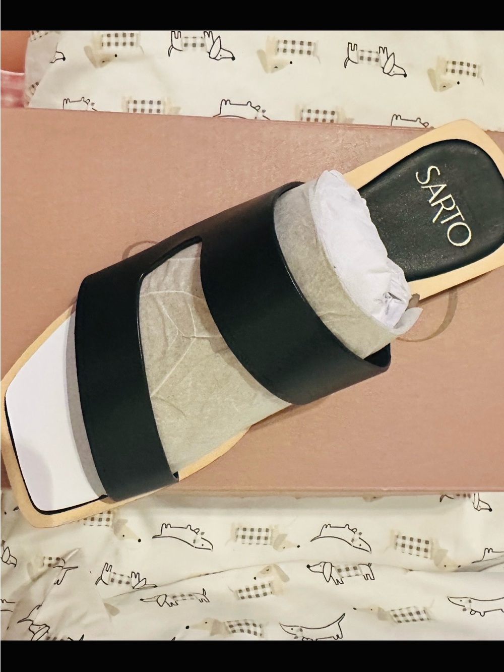 Franco Sarto Black Wide-Strap Slide Sandal